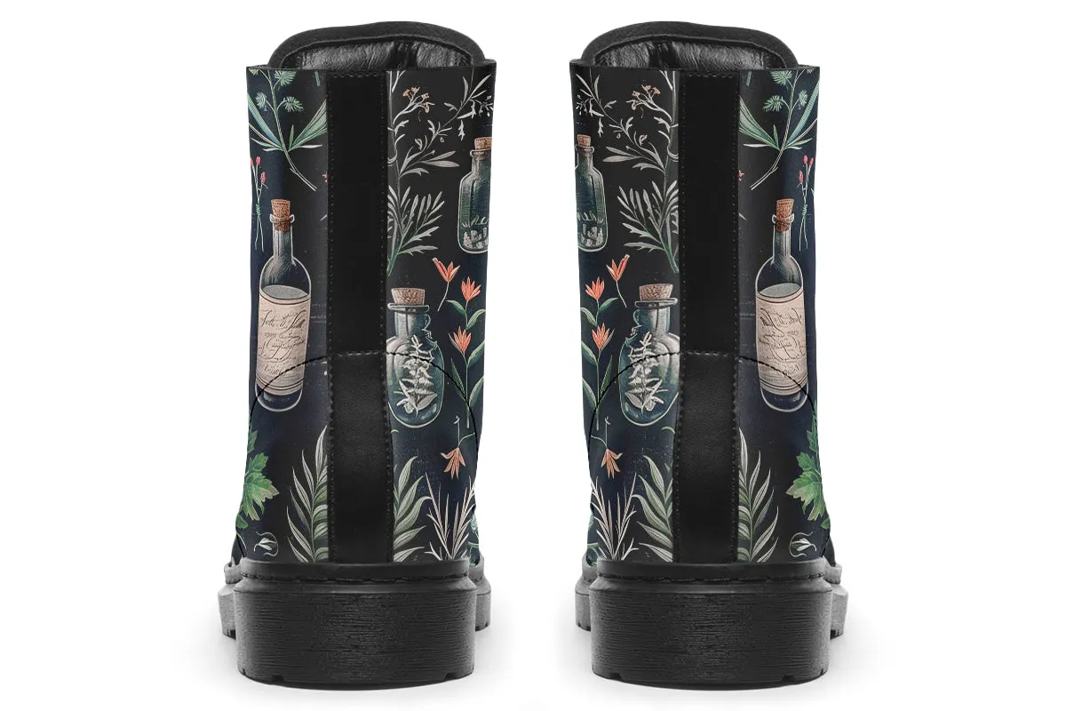 Apothecary Haven Boots - Vegan Leather Doc-Style Boots with Durable Stitched on Soles