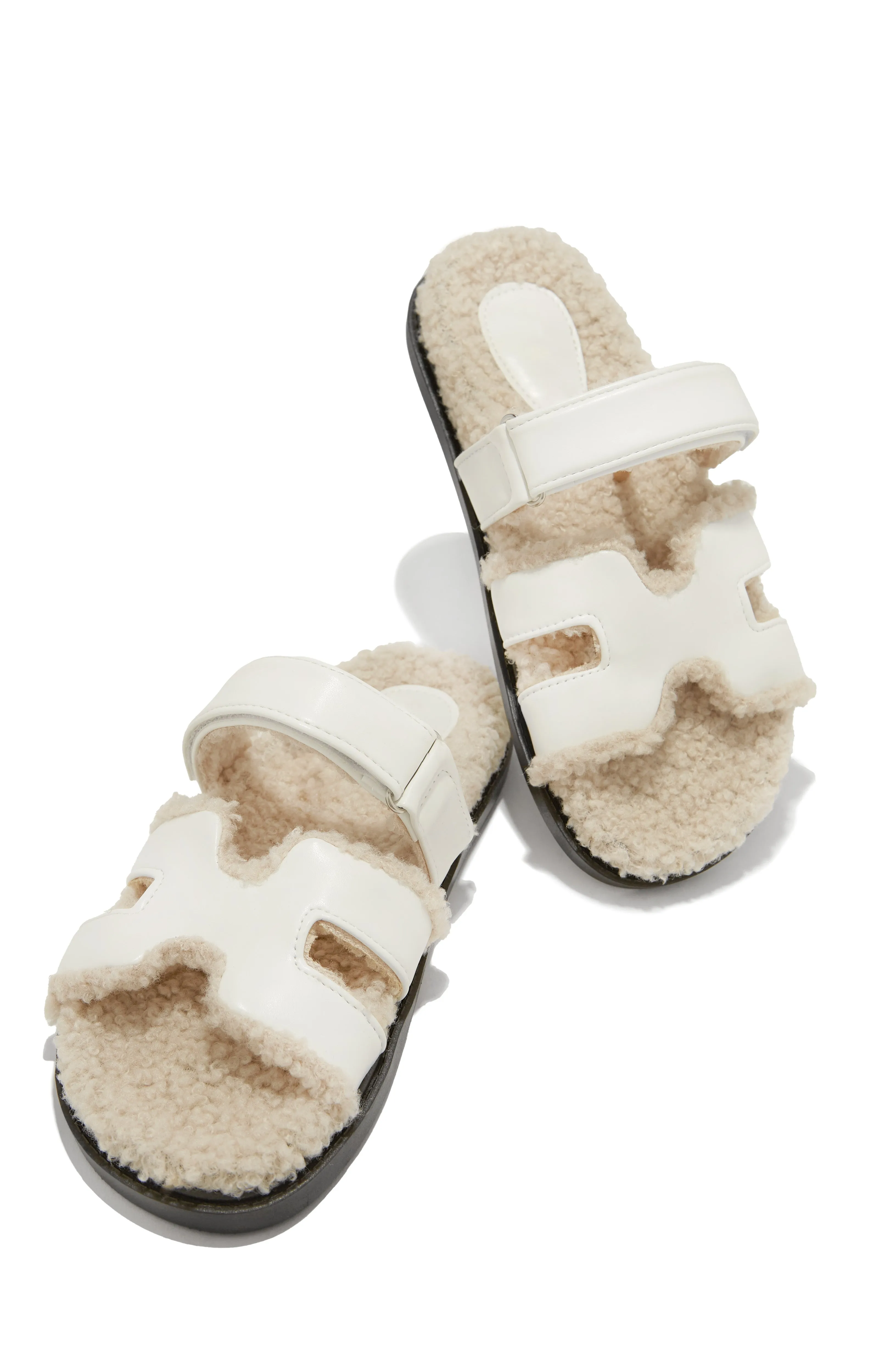 Bailey Faux Sherpa Slip On Sandals - Chestnut