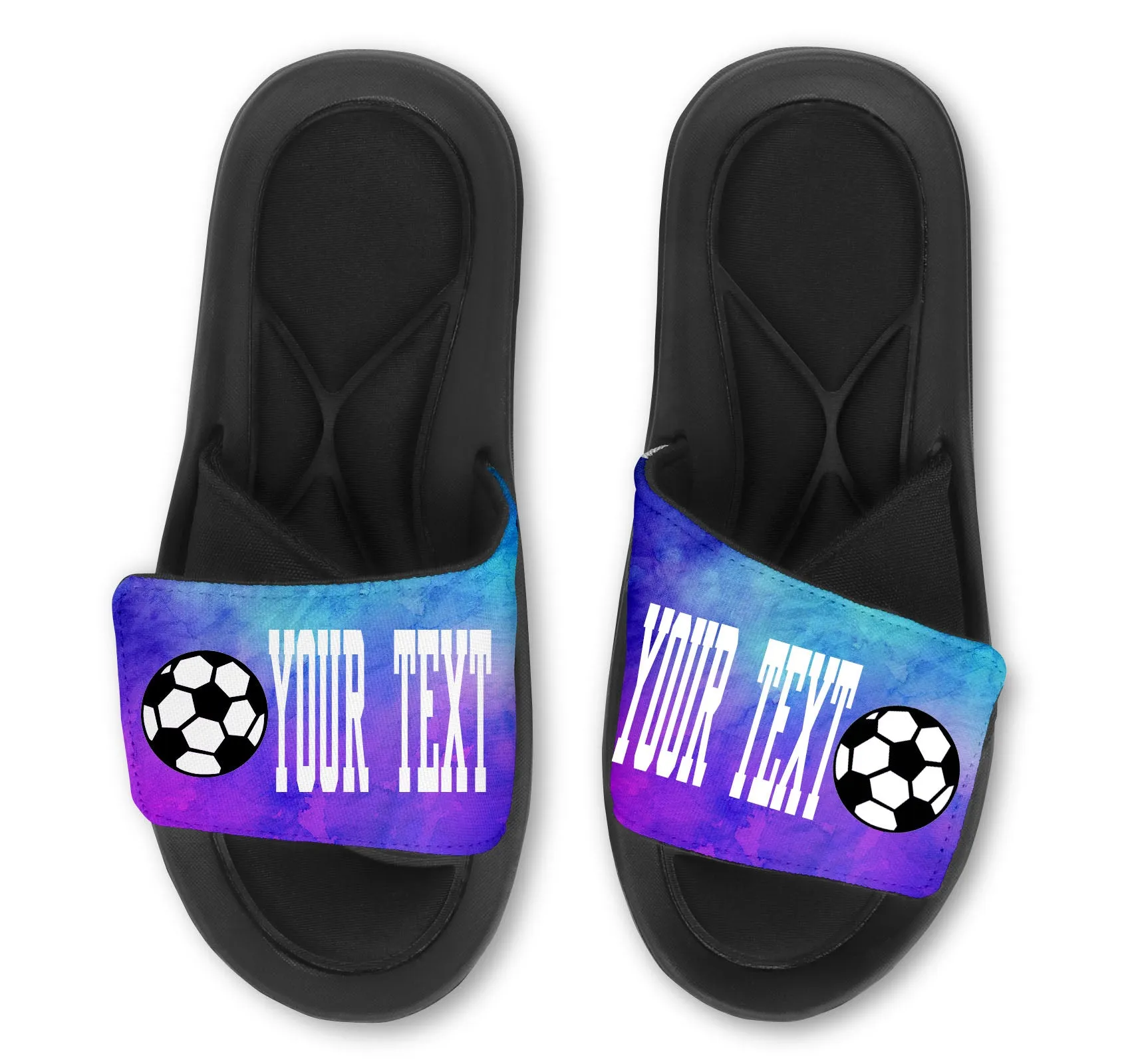 CUSTOM Soccer Slides / Sandals - WATERCOLOR - ADD your Name, Number, or Team Name