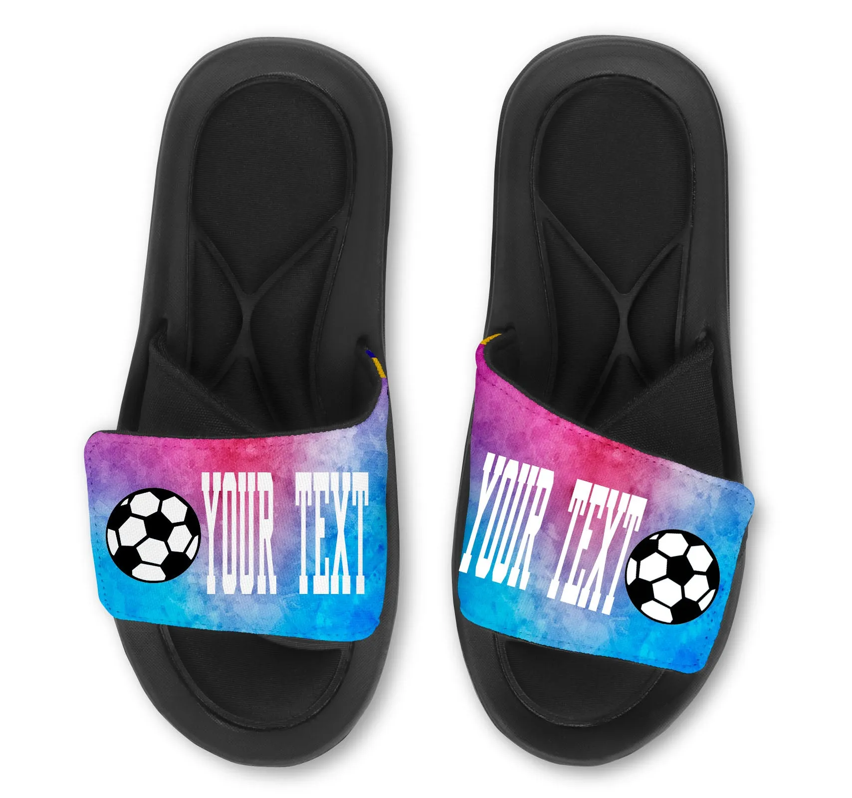 CUSTOM Soccer Slides / Sandals - WATERCOLOR - ADD your Name, Number, or Team Name