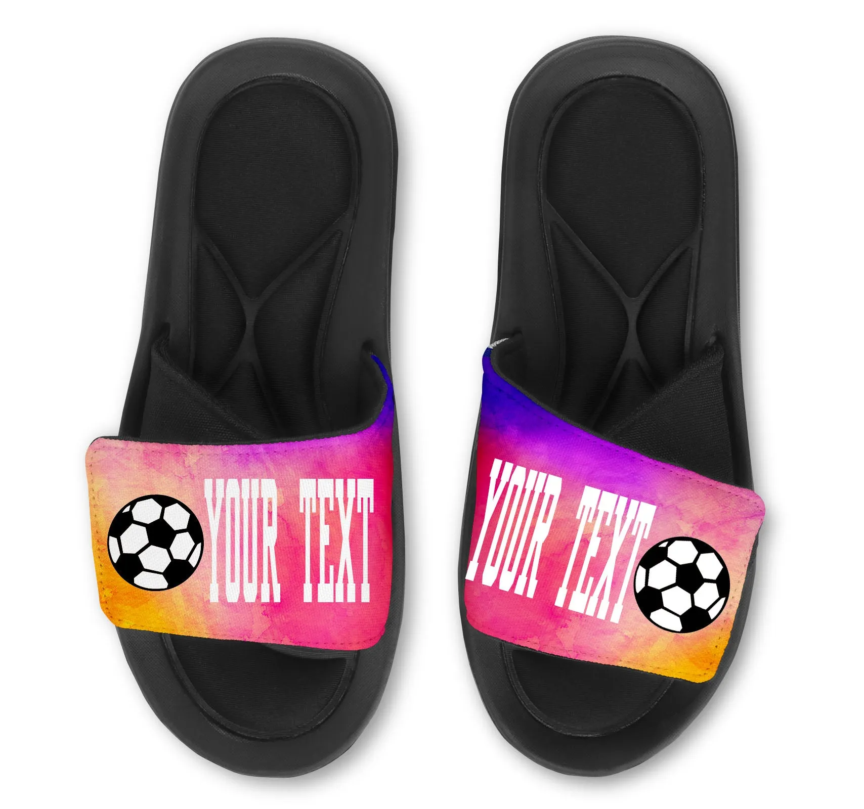 CUSTOM Soccer Slides / Sandals - WATERCOLOR - ADD your Name, Number, or Team Name