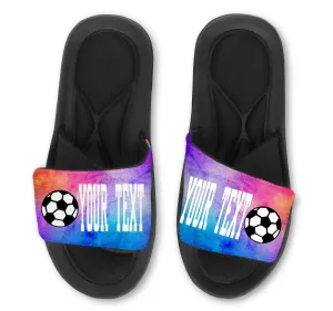 CUSTOM Soccer Slides / Sandals - WATERCOLOR - ADD your Name, Number, or Team Name