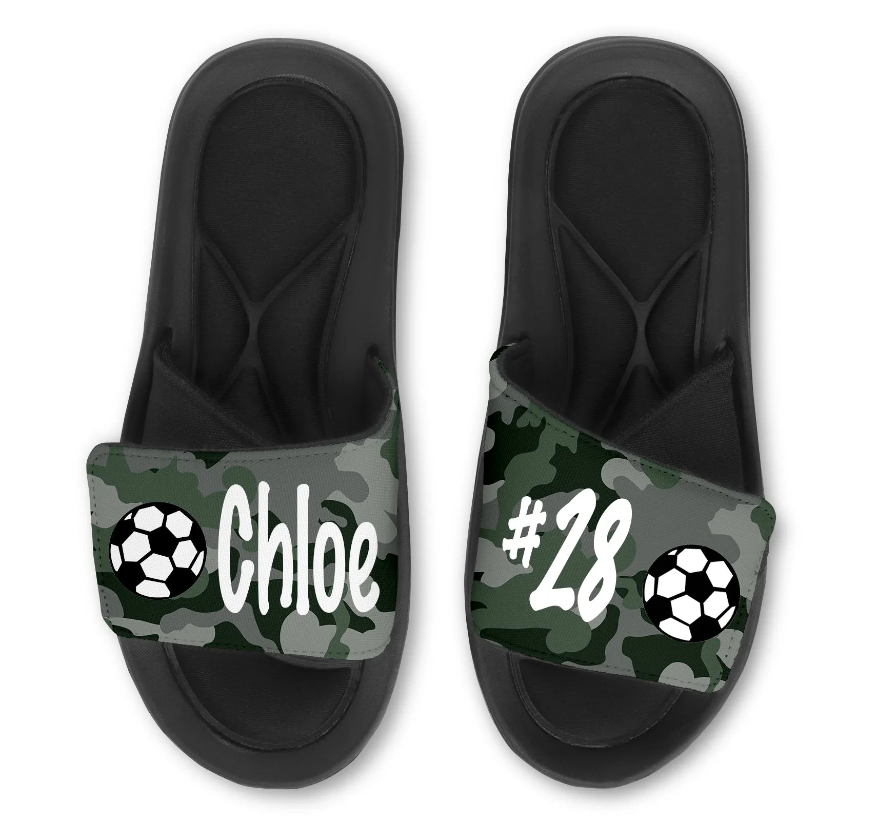 Custom Soccer Slides Sandals with Camp Background