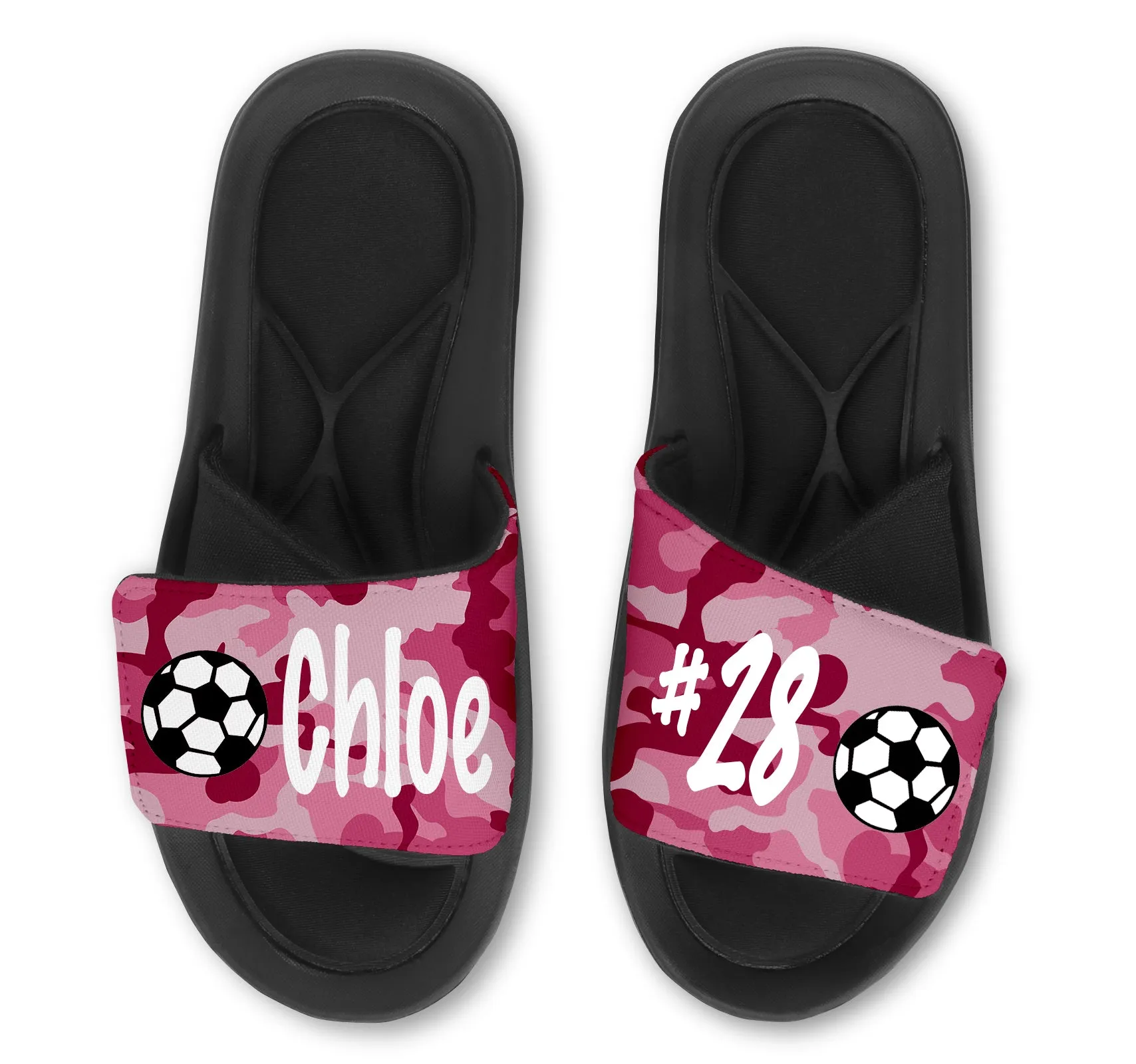 Custom Soccer Slides Sandals with Camp Background