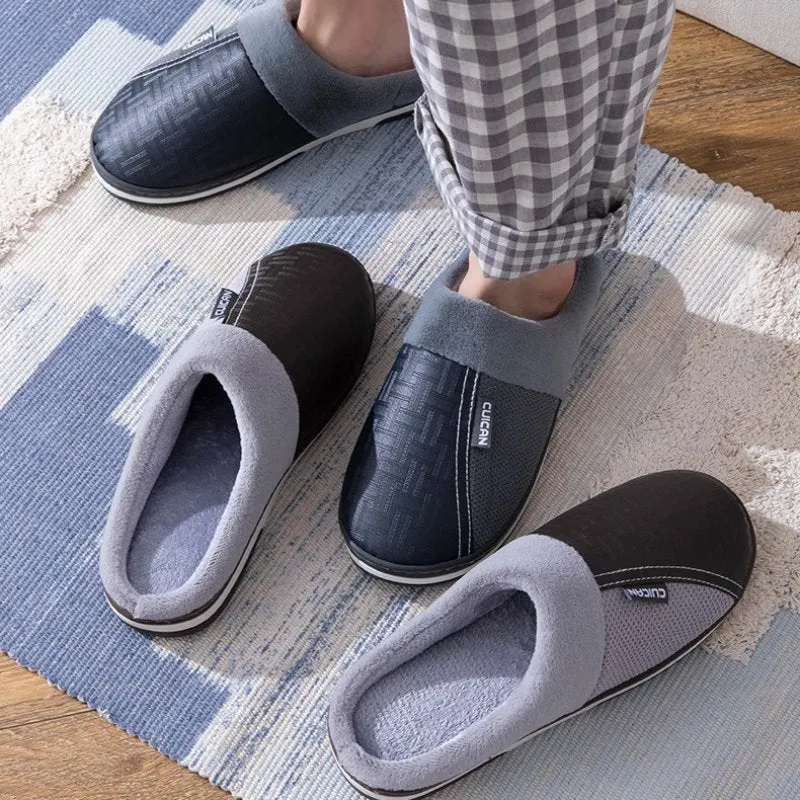 Cuzcare Fur Slippers For Men Anti-slip Comfy Indoor Footwear