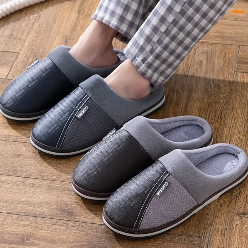 Cuzcare Fur Slippers For Men Anti-slip Comfy Indoor Footwear