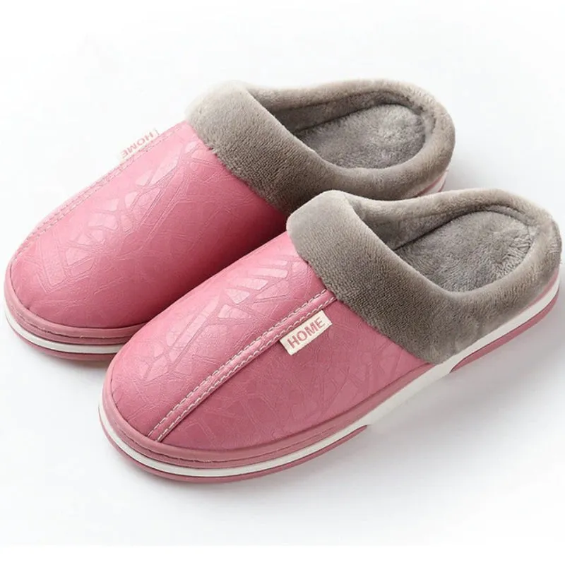 Cuzcare Fur Slippers For Men Comfy Cozy Leather Home Shoes