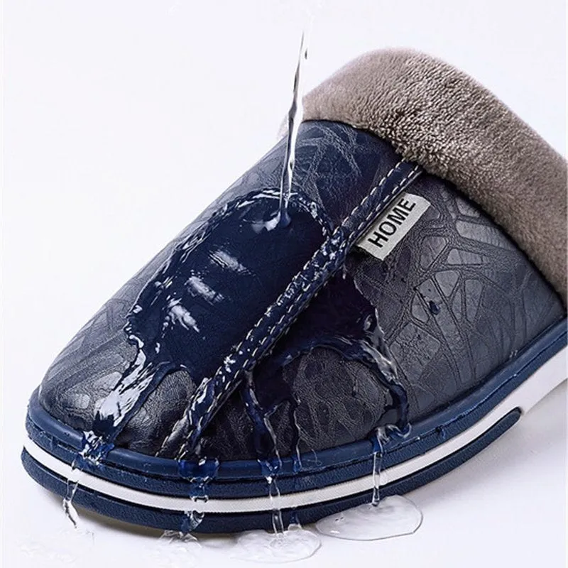 Cuzcare Fur Slippers For Men Comfy Cozy Leather Home Shoes