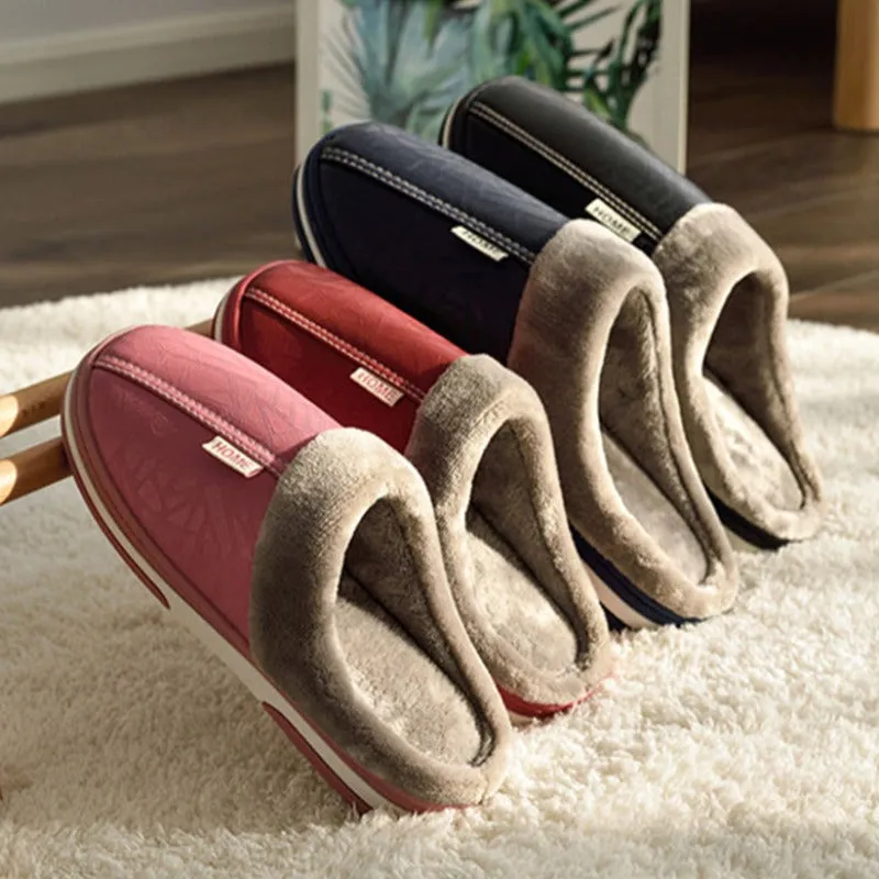 Cuzcare Fur Slippers For Men Comfy Cozy Leather Home Shoes