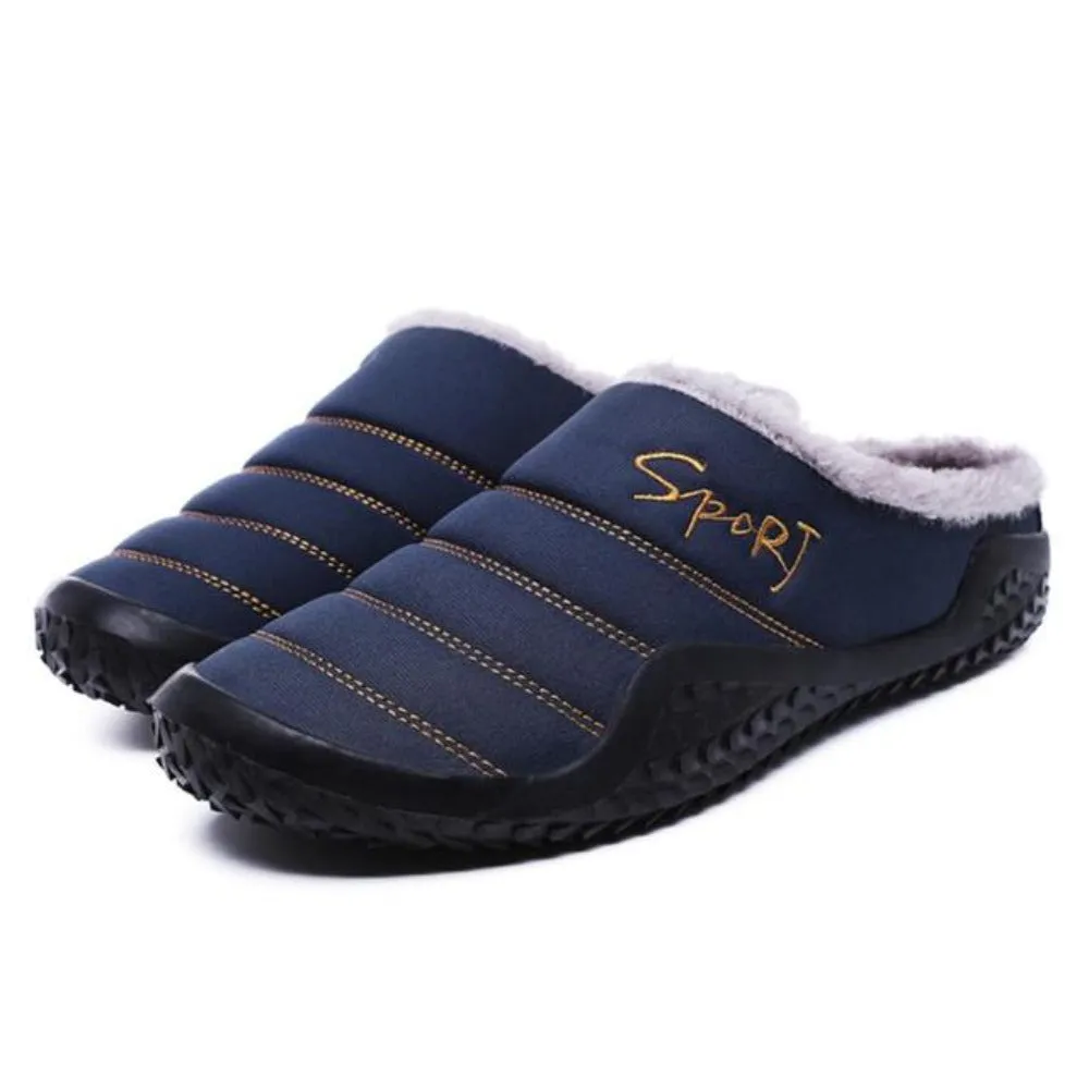 Cuzcare Fur Slippers For Men Warm Anti-slip Winter Shoes