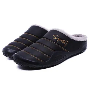 Cuzcare Fur Slippers For Men Warm Anti-slip Winter Shoes