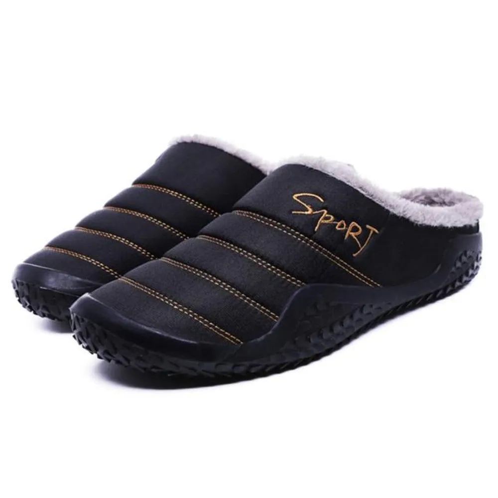 Cuzcare Fur Slippers For Men Warm Anti-slip Winter Shoes