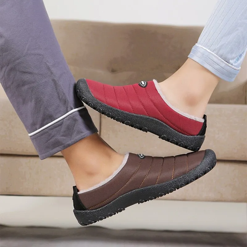 Cuzcare Fur Slippers For Men Waterproof Indoor And Outdoor Winter Slides