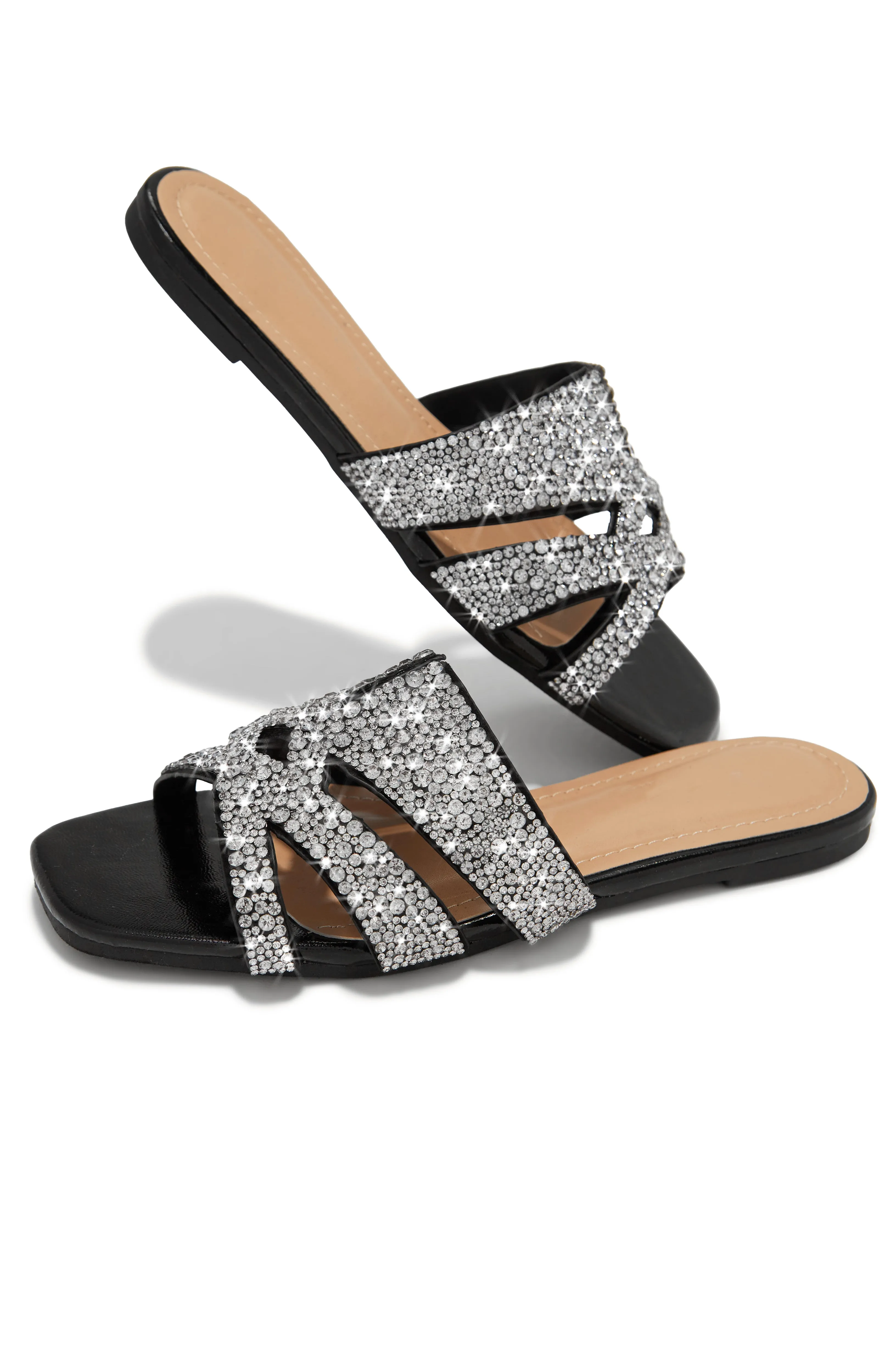 Destination Dreams Embellished Slip On Sandals - Black