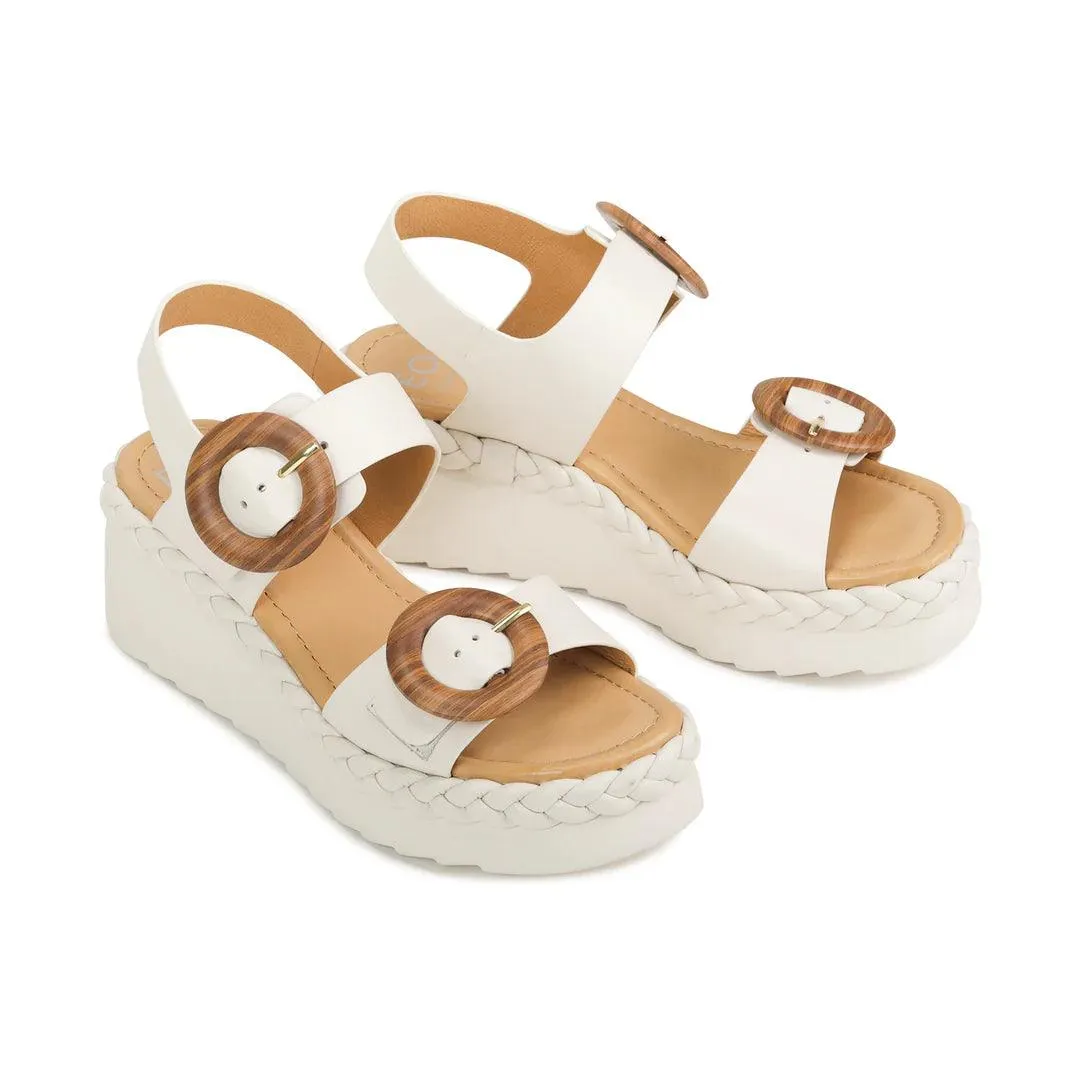 EOS Premium Leather Platform Sandals in Elegant Bone Color for Menorca Collection