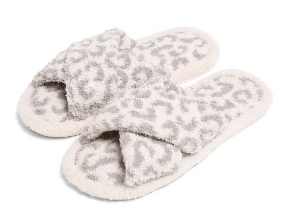 Gray Leopard Slippers