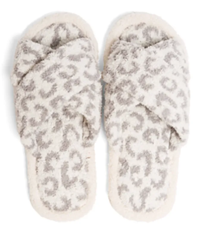 Gray Leopard Slippers