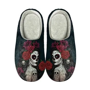 Halloween Print on Demand Artwork Cozy Cotton House Slippers (Unisex)