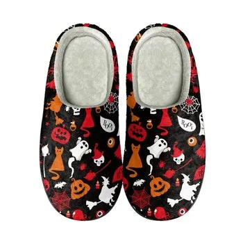 Halloween Print on Demand Artwork Cozy Cotton House Slippers (Unisex)
