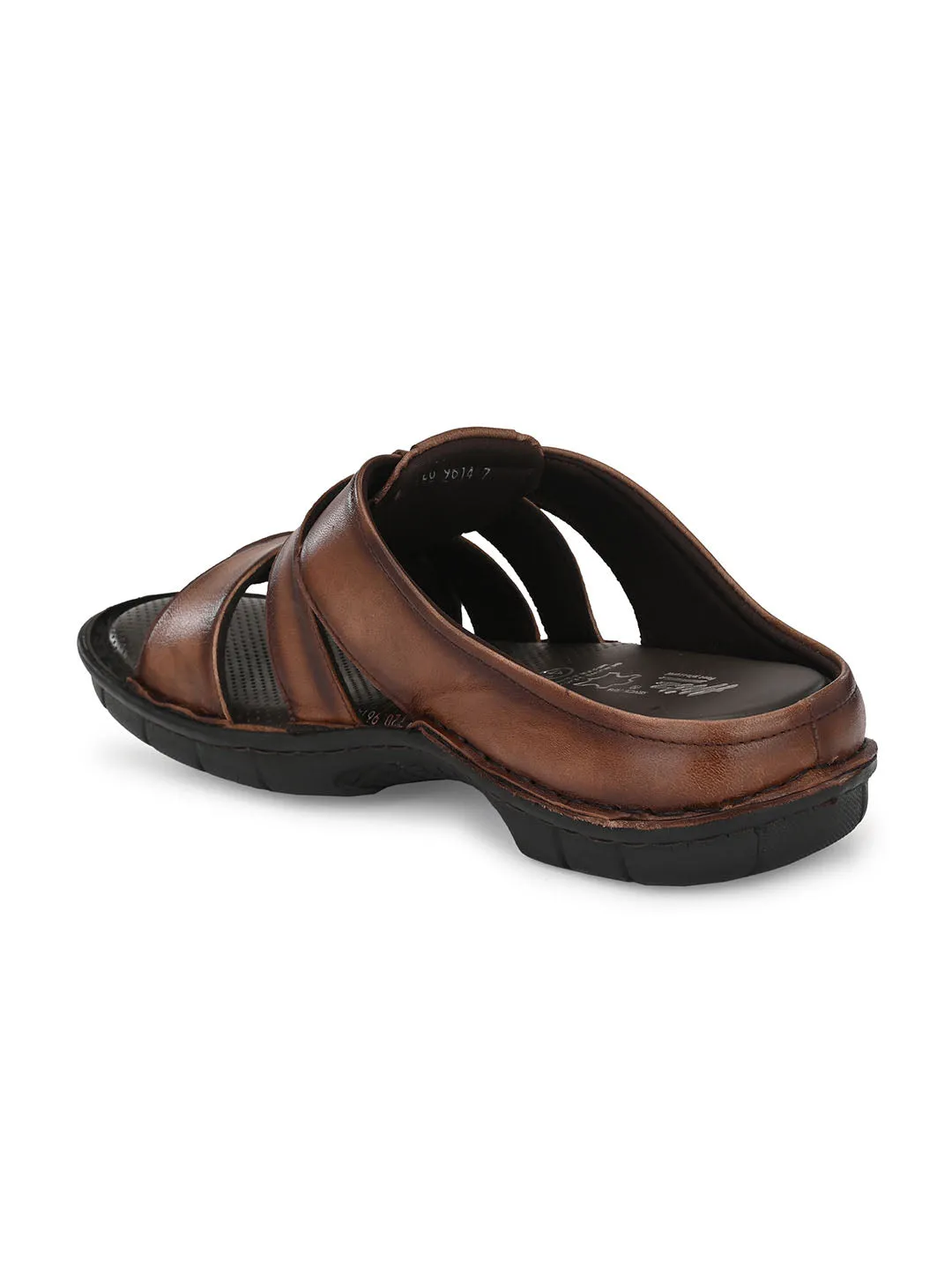 HITZ9614 Men's Brown Leather Casual Open Slipper