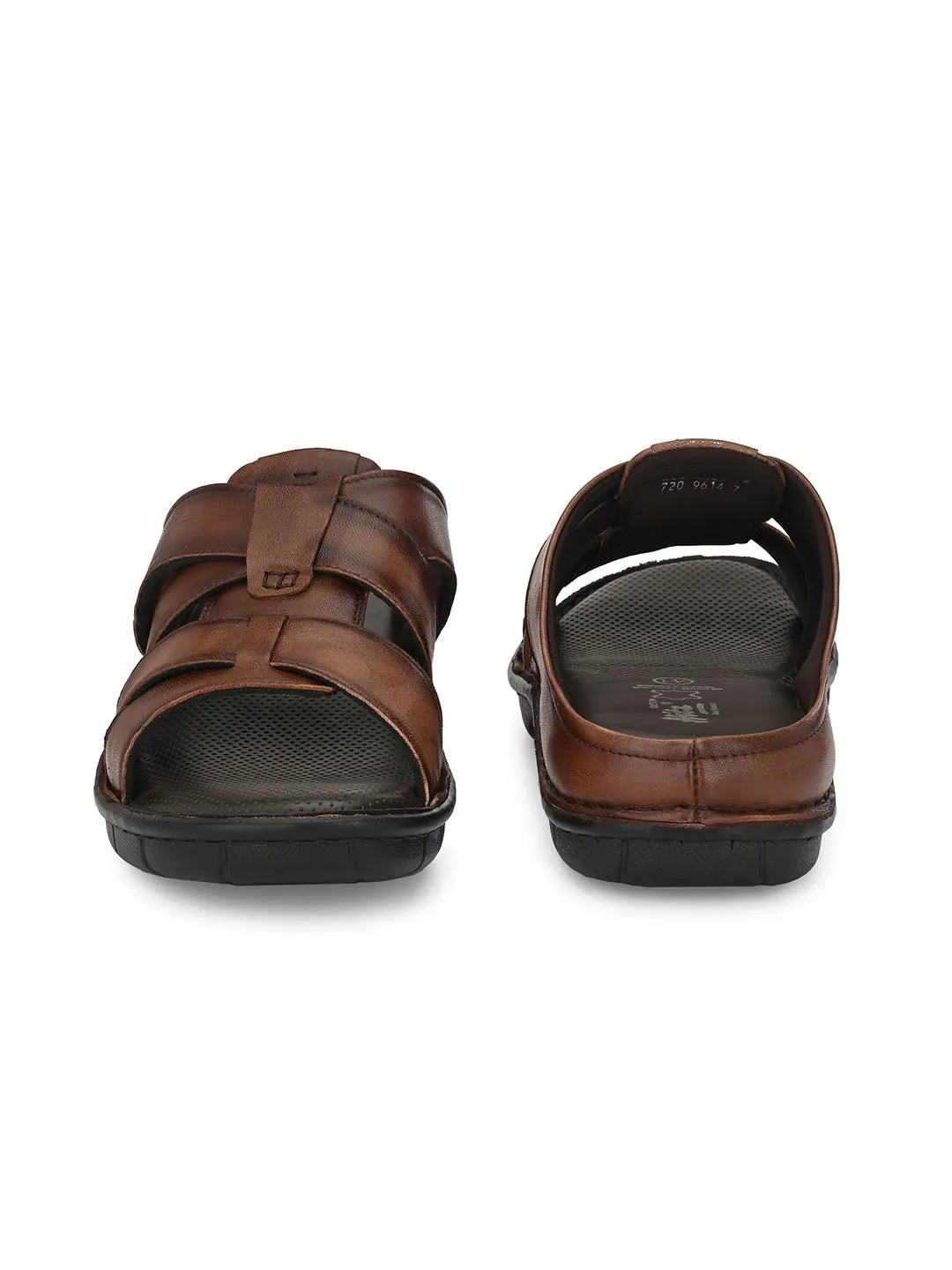 HITZ9614 Men's Brown Leather Casual Open Slipper