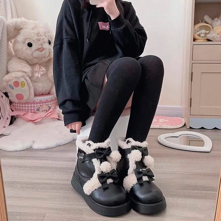 Kawaii Soft Girl Lolita Style Round Toe Snow Boots