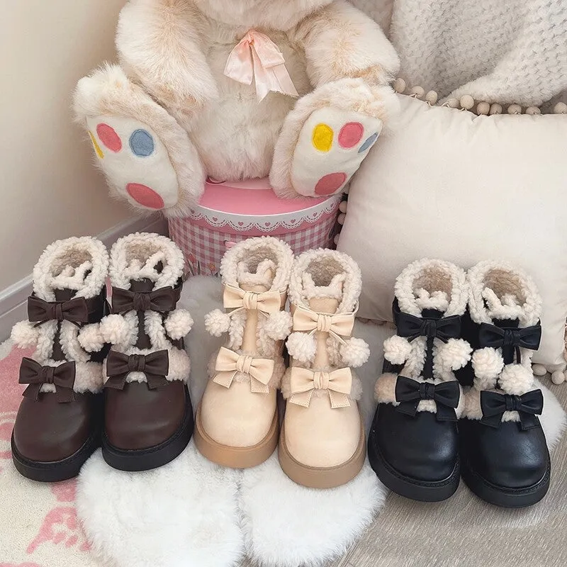 Kawaii Soft Girl Lolita Style Round Toe Snow Boots