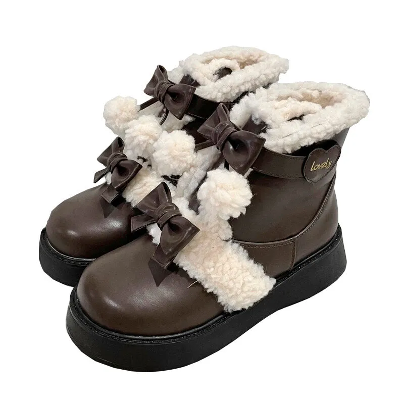 Kawaii Soft Girl Lolita Style Round Toe Snow Boots