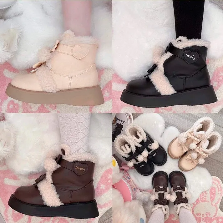 Kawaii Soft Girl Lolita Style Round Toe Snow Boots