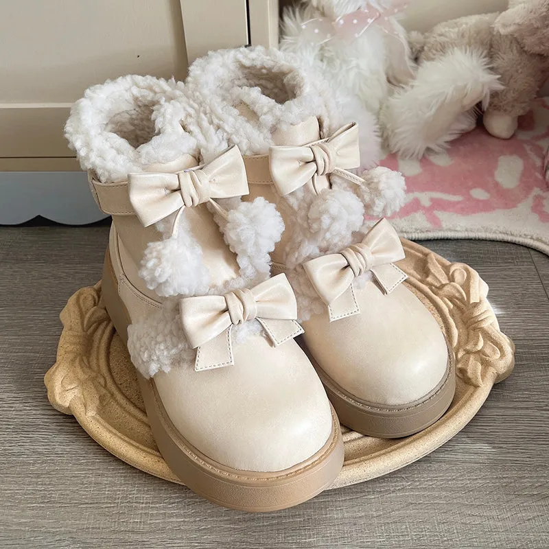 Kawaii Soft Girl Lolita Style Round Toe Snow Boots