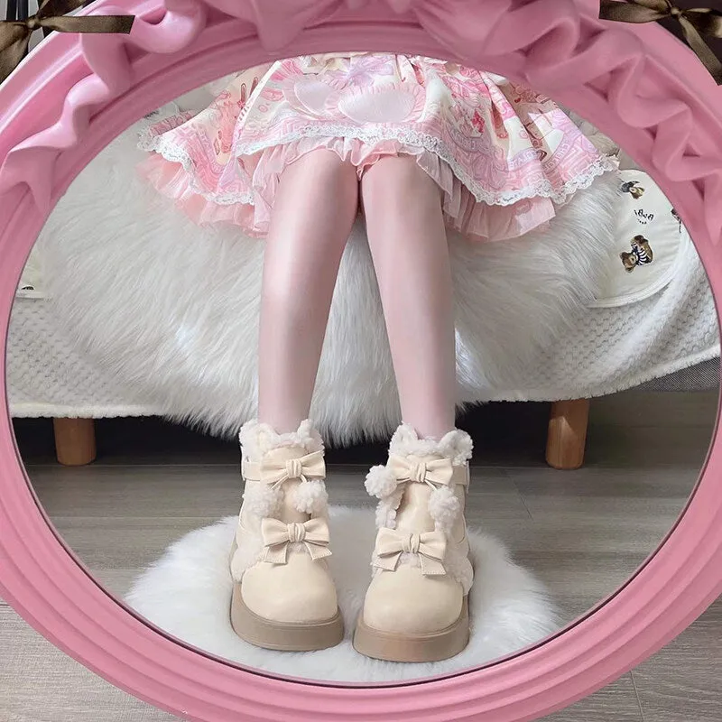 Kawaii Soft Girl Lolita Style Round Toe Snow Boots