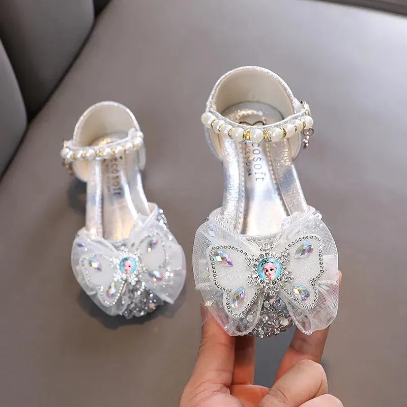 Kids Lace Bow Sandals Cute Girls Colorful Rhinestone Sandals Children's Princess Party Sandals - YGSD50615