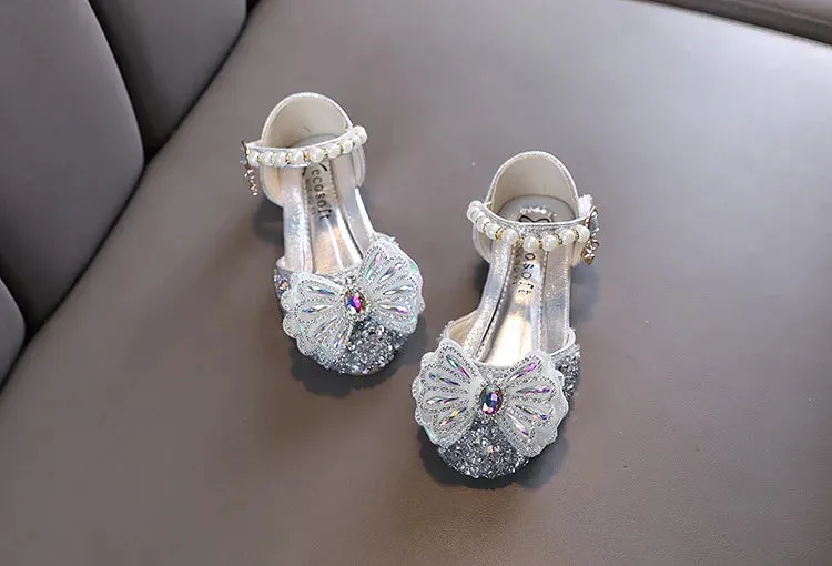 Kids Lace Bow Sandals Cute Girls Colorful Rhinestone Sandals Children's Princess Party Sandals - YGSD50615