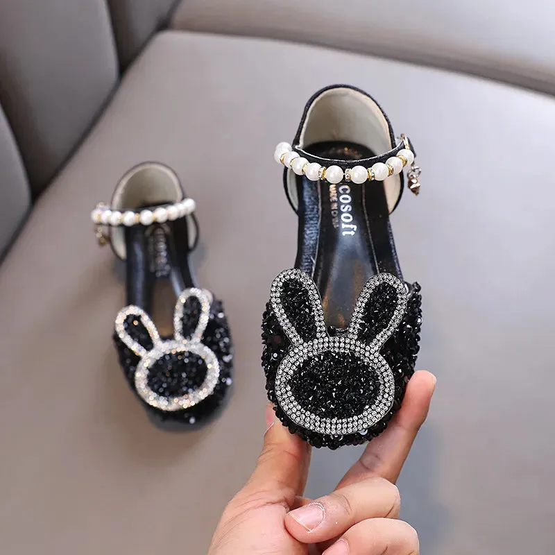 Kids Lace Bow Sandals Cute Girls Colorful Rhinestone Sandals Children's Princess Party Sandals - YGSD50615