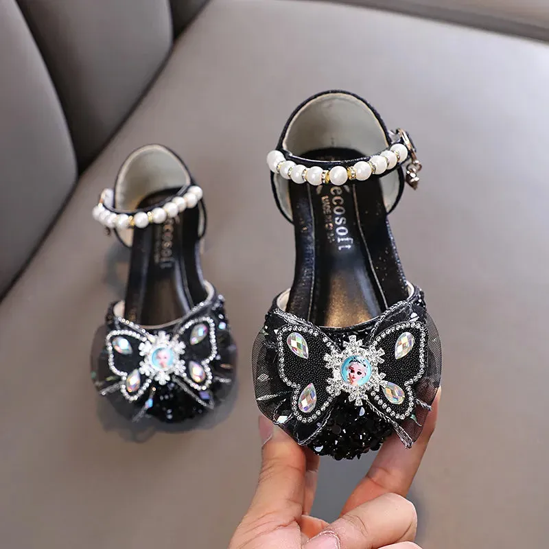 Kids Lace Bow Sandals Cute Girls Colorful Rhinestone Sandals Children's Princess Party Sandals - YGSD50615