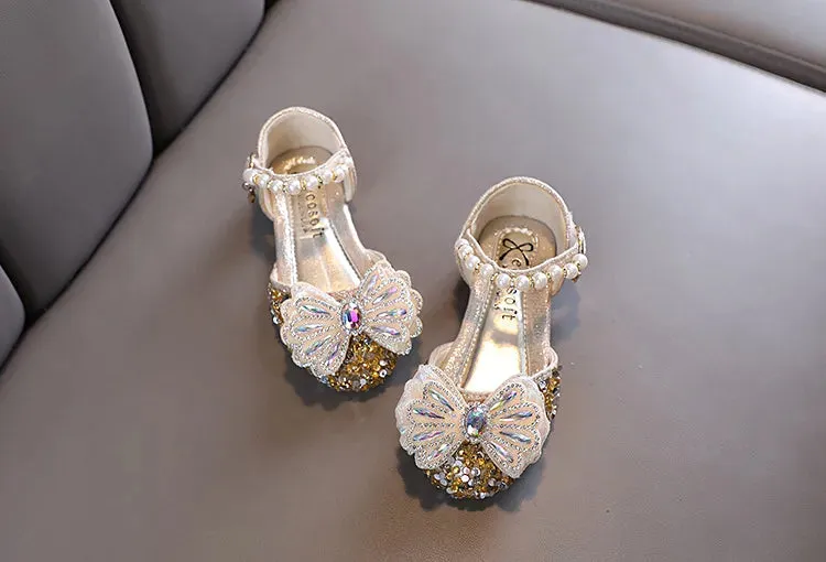 Kids Lace Bow Sandals Cute Girls Colorful Rhinestone Sandals Children's Princess Party Sandals - YGSD50615