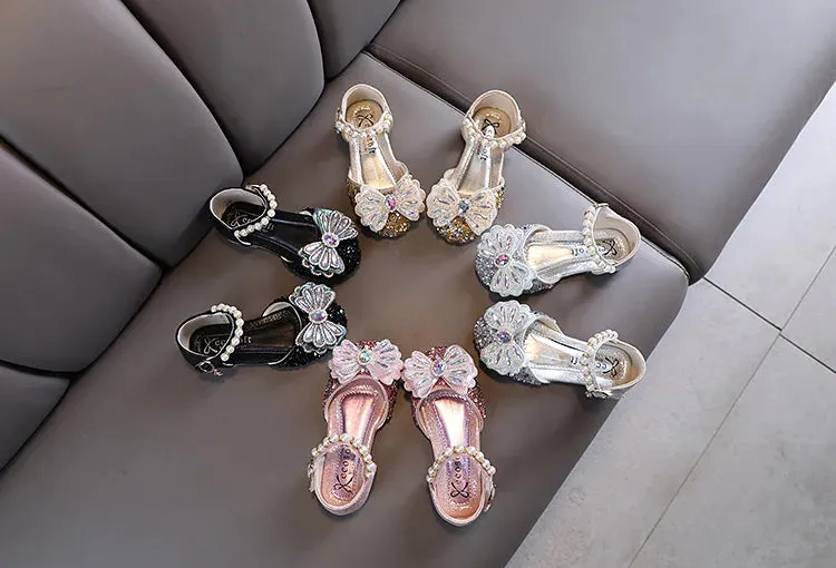 Kids Lace Bow Sandals Cute Girls Colorful Rhinestone Sandals Children's Princess Party Sandals - YGSD50615