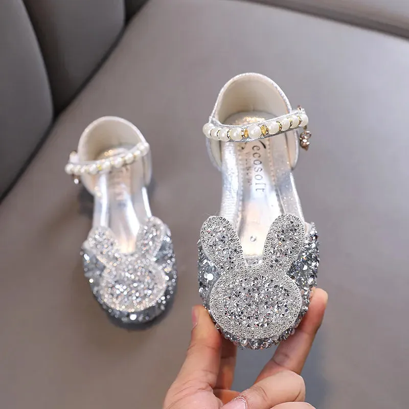 Kids Lace Bow Sandals Cute Girls Colorful Rhinestone Sandals Children's Princess Party Sandals - YGSD50615