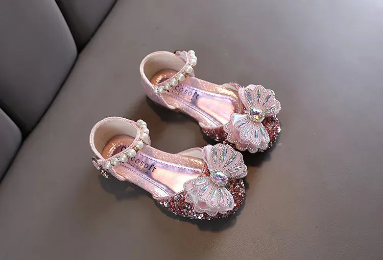 Kids Lace Bow Sandals Cute Girls Colorful Rhinestone Sandals Children's Princess Party Sandals - YGSD50615