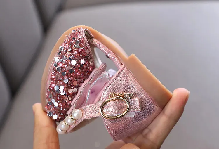 Kids Lace Bow Sandals Cute Girls Colorful Rhinestone Sandals Children's Princess Party Sandals - YGSD50615