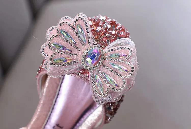 Kids Lace Bow Sandals Cute Girls Colorful Rhinestone Sandals Children's Princess Party Sandals - YGSD50615