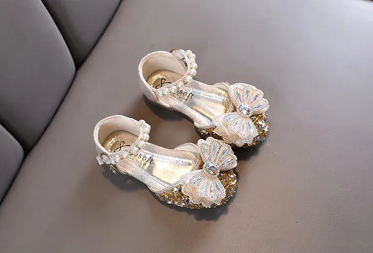 Kids Lace Bow Sandals Cute Girls Colorful Rhinestone Sandals Children's Princess Party Sandals - YGSD50615