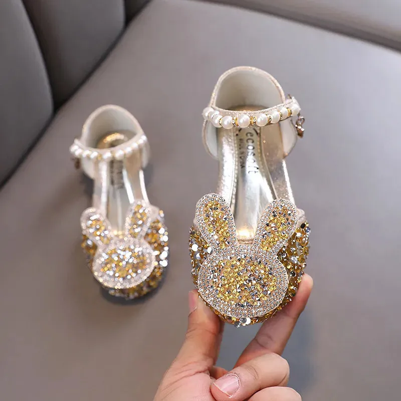 Kids Lace Bow Sandals Cute Girls Colorful Rhinestone Sandals Children's Princess Party Sandals - YGSD50615