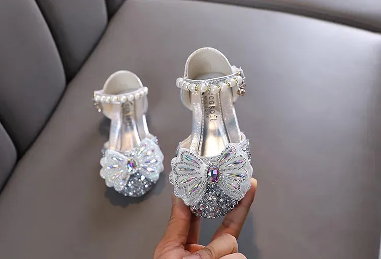 Kids Lace Bow Sandals Cute Girls Colorful Rhinestone Sandals Children's Princess Party Sandals - YGSD50615