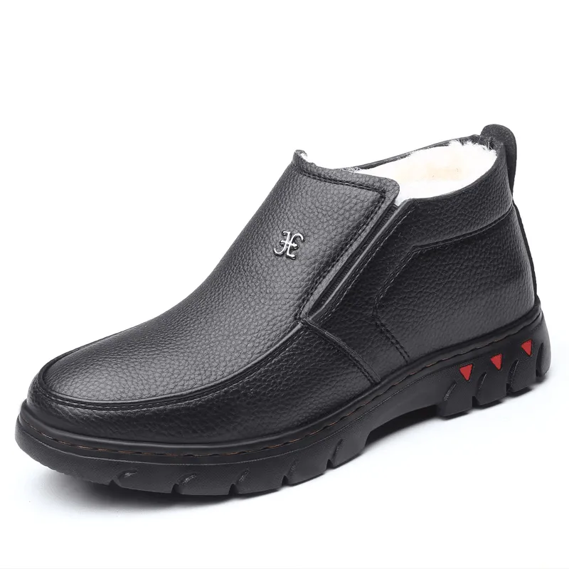 kkboxly kkboxly Men Comfy Microfiber Leather Warm Plush Lining Business Casual Ankle Boots