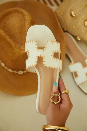 Noelle Slip On Sandals - White