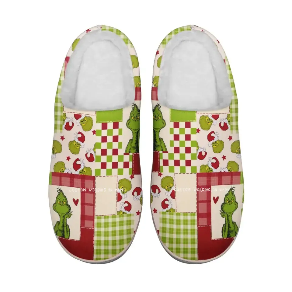 Personalized Indoor Slipper, Custom Christmas Slippers, Santa Slippers, Cozy Slippers,kitty2020-23025001
