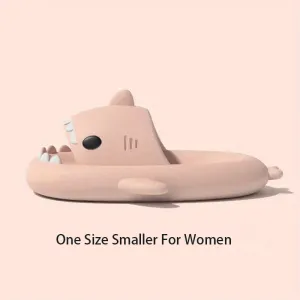 QYA Novelty Cartoon Shark Cloud Slides With Assorted Colors, Unisex Lightweight Non-Slip Anime Slippers For Indoor & Outdoor Wear, One Size Smaller For Women