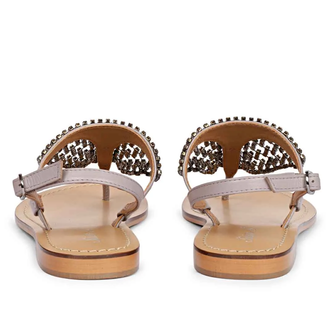 Saint Serena Stone Decore Lilac Leather Flats