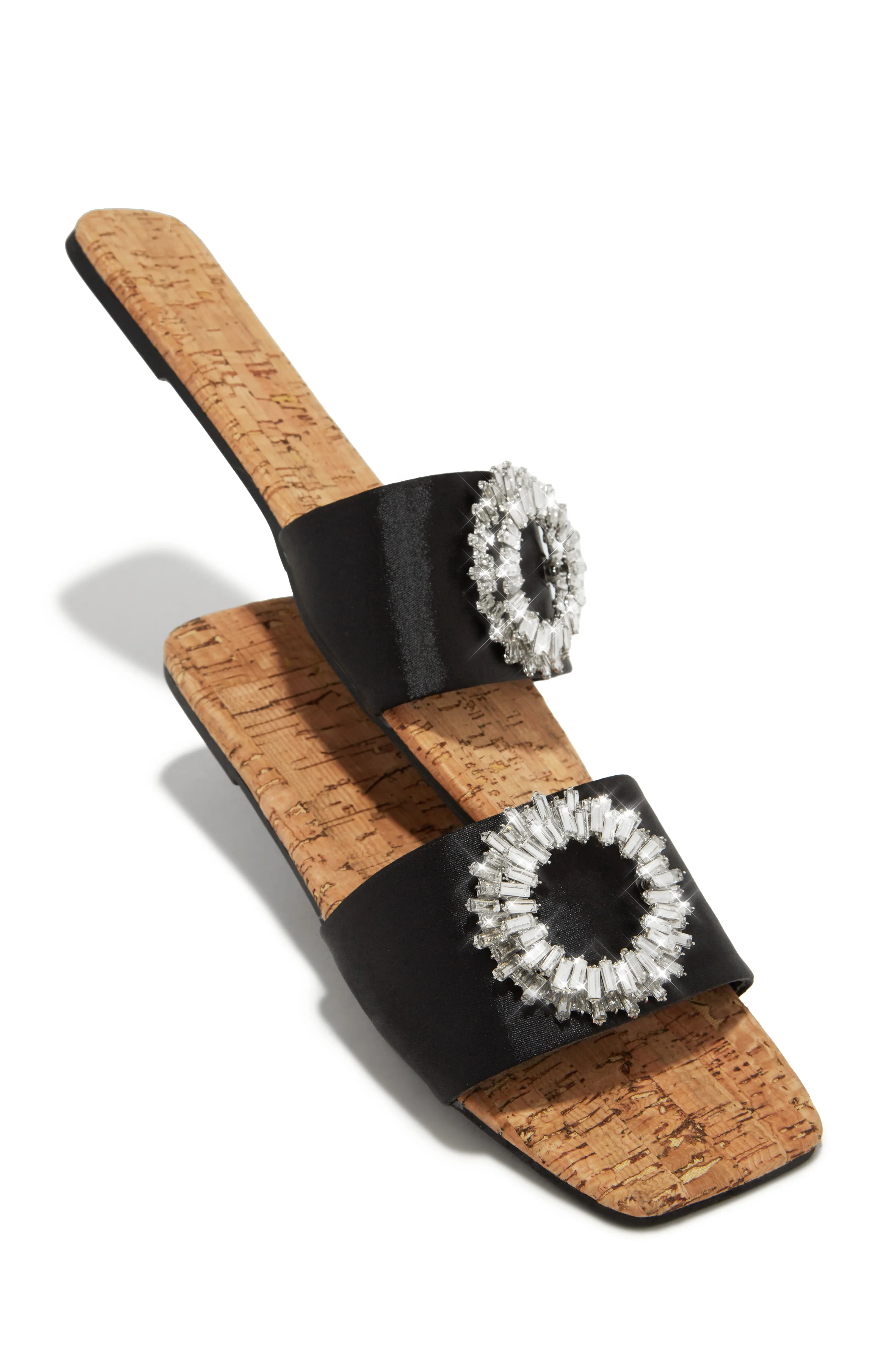 St. Tropez Getaway Embellished Slip On Sandals - Black